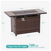 Sonkuki 45 in 50,000 BTU Outdoor Wicker Patio Gas Fire Pit Table w/Tempered Glass Tabletop, Clear Glass Rocks, and Lid - 3 of 4