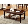 3pc Solid Wood Coffee Table with Turned Legs, Open Shelf and Intricate Carvings for Living Room - 4 of 4
