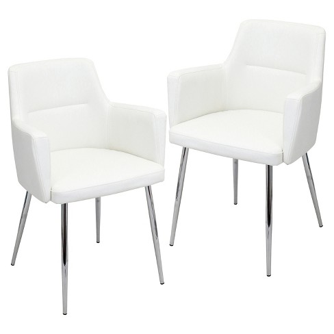 Set Of 2 Andrew Contemporary Dining Chair Metal off white