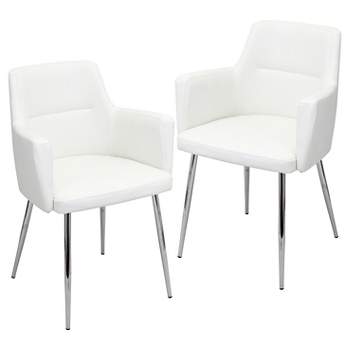 Set of 2 Andrew Contemporary Dining Chair Metal/Off-White - LumiSource
