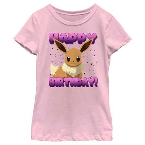 Girl's Pokemon Eevee Face Graphic Tee Light Pink Large 