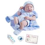 JC Toys La Newborn 14" Boy Baby Doll 5pc Set - Blue Romper