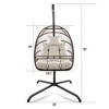 PAGED Indoor Outdoor Wicker Rattan Swing Chair with Cushion and C Type Bracket,Egg Chair for Patio,Porch,Garden,Beige+Brown - 3 of 4
