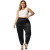 Agnes Orinda Women's Plus Size Satin Elastic Waist Athleisure Ankle Length Casual Jogger Pants - 3 of 4