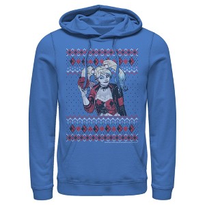 Men's Batman Ugly Christmas Harley Quinn Pull Over Hoodie - 1 of 3
