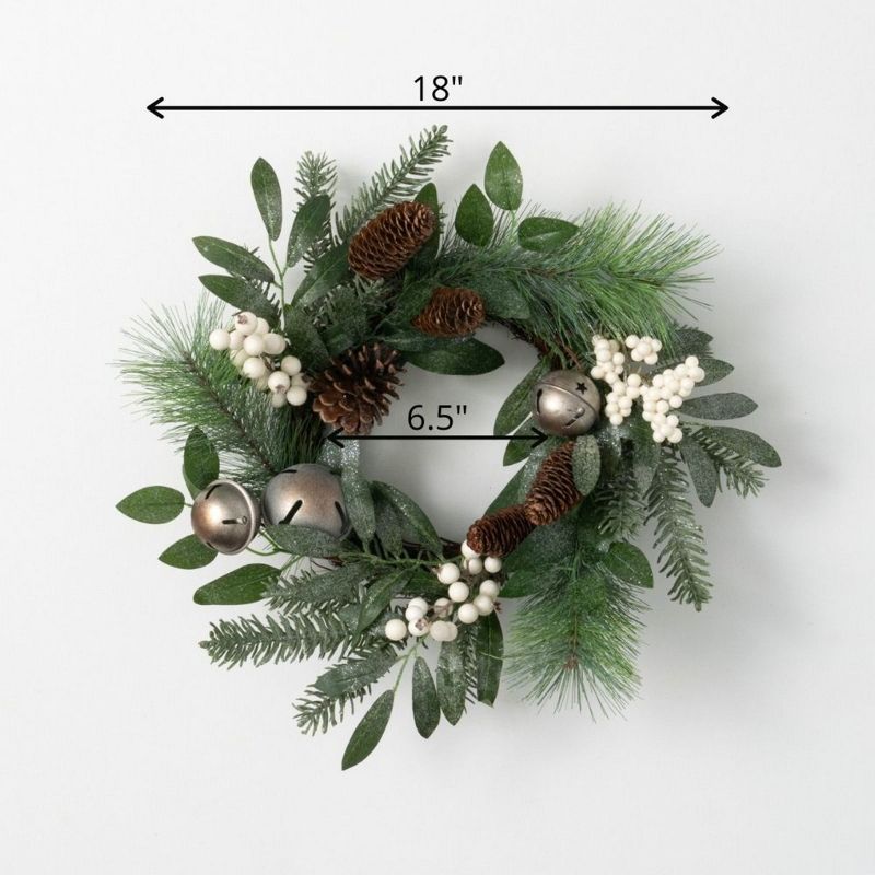 Sullivans Bell & Berry Artificial Mini Wreath 18"H Green, 3 of 4