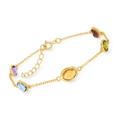 Ross-Simons 5.50 ct. t.w. Multi-Stone Station Bracelet in 18kt Gold Over Sterling