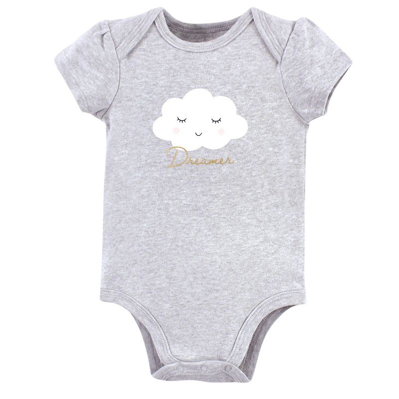Hudson Baby Infant Girl Cotton Bodysuits 3pk, Dreamer, 5 of 6