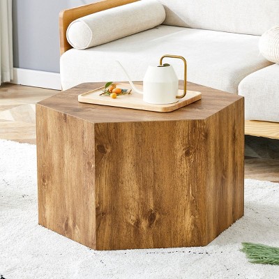 Hexagon Square Coffee Table Unique Imitation Marble Pattern/Wood Look Coffee Table,Modular Cube Coffee Tables For Living Room-Cuddlewood