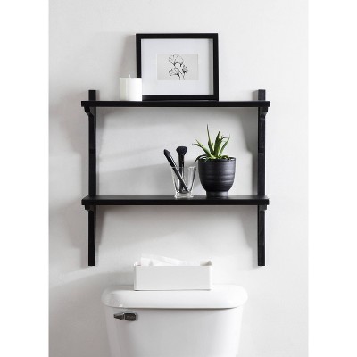 Meridien Black Poplar Wood 28'' Floating Wall Shelf