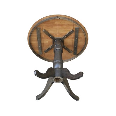 Round Hickory Wood Extendable Farmhouse Counter Height Table