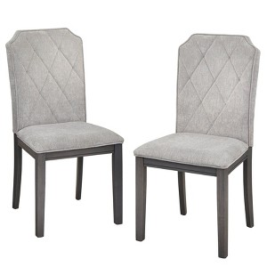 Set of 2 Riga Chairs Gray - Buylateral: Upholstered, Tufted Back, Rubberwood Legs - 1 of 4