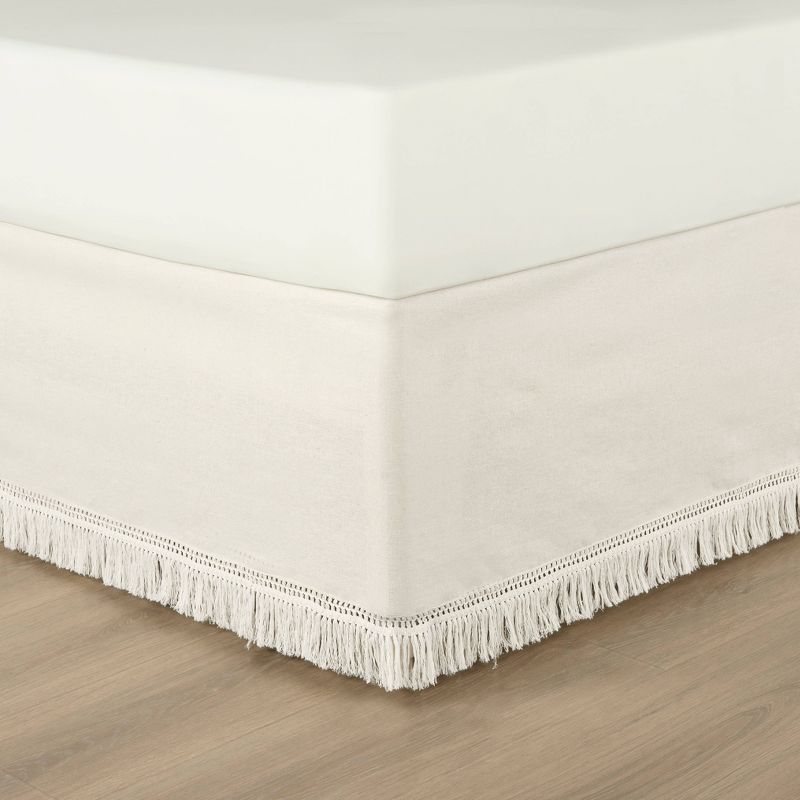 Lush Décor 15" Boho Fringe Tailored Drop Easy Fit Bed Skirt, 1 of 5
