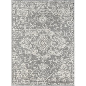 LIVN CO. Boho Distressed Medallion Woven Area Rug, Cream/Grey - 1 of 4