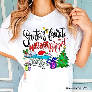 Santa’s Favorite Massage Therapist T-Shirt, Festive Holiday Tee | OrnamentallyYou - 1 of 4