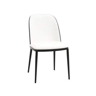 LeisureMod Tule Dining Chair with PU Leather/Velvet/Suede Seat and Black Steel Frame