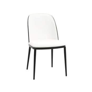 LeisureMod Tule Dining Chair with PU Leather/Velvet/Suede Seat and Black Steel Frame