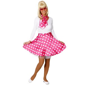 Female 50 Rocknroll Pink Polka Dot Kit Costume - 1 of 4
