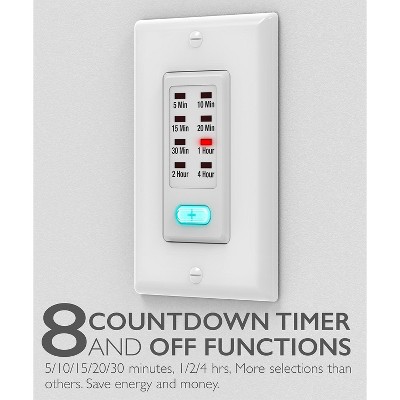 White In-Wall Programmable Countdown Timer Switch with LED Indicator