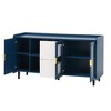 ORRD 55" Modern Kitchen Pantry Storage Cabinet, Coffee Bar with 2 Drawers & 2 Glass Doors, Blue Buffet Table for Kitchen & Living Room - 4 of 4