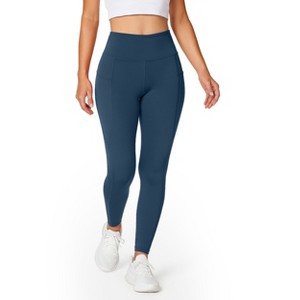 Women's High Waist Leggings with Side Pockets , Soft Stretch, Moisture Wicking, Polyester Spandex Women Activewear by Lux Decor Apparel - 1 of 4