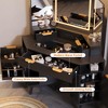 48" Fluted Makeup Vanity, Corner Vanity Desk with 3 Mirrors, Tempered Glass Top, 3 Drawers, 2 Cabinets & 2 Shelf Rack for Bedroom, Dressing Room - 4 of 4