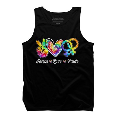 Adult Design By Humans Accept Love LGBTQIA+ Pride Tie Dye Rainbow By HARGOOTank Top
