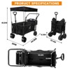 FURNIinspire Outdoor Serving Carts Collapsible Wagon 140L Wagons Carts Foldable for All-Terrain with Brake for Camping Beach, Black, 44.9"*20"*46.8" - 3 of 4