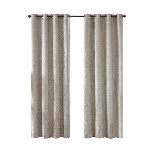 DSVIMOY Curtain Panels, Knitted Jacquard Damask Total Blackout Grommet Top Curtain Panel for Living Room, Bedroom, Silver, 108"*50"*0.13" - 1 of 4