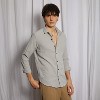 Campus Sutra Men Men's Ash Grey Cubic-Seersucker Shirt - 3 of 4