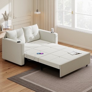 GYIIYUO 56.1" 3-in-1 Sofa Bed Sleeper Sofa Bed, Velvet Fabric Loveseat Sleeper Sofa for Living Room, Bedroom, Apartment and Small Space - 1 of 4