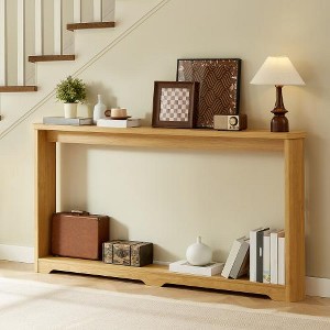 LIVAREEmlen 70.1"Corrugated Texture Storage Table for Entranceways,Narrow Wooden Console Sofa Table,Can Be Placed Behind The Sofa,Natura - 1 of 4