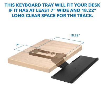 Black Adjustable Under Desk Keyboard and Mouse Tray with Gel Wrist Pad