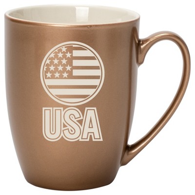 100 North United States of America 10 Ounce Bronze Metallic Finish, Comfortably Fits Your Hands, New Bone China Coffee Tea Cup Mug, USA
