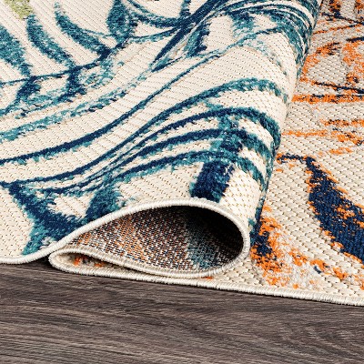 Bahama Palm Frond Floral Multicolor Synthetic 5' x 7' Indoor/Outdoor Area Rug