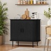 LuxenHome Mid-Century Modern 2-Door Accent Cabinet with Slatted Sliding Doors, Black - 4 of 4