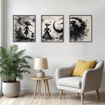 Black Aluminum Alloy Framed Painting, Triple Panel, 30x40cm, Decorative Wall Art