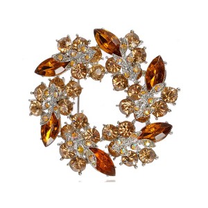 Anna-Kaci Crystal Inspired Floral Wreath Holiday Christmas Old Fashion Brooch Pin - 1 of 4