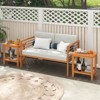 Tangkula 2PCS Outdoor Acacia Wood Side Table 2-Tier Patio End Table w/ Slatted Tabletop - 2 of 4