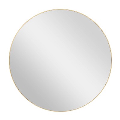 Round Contemporary Wood Decorative Wall Mirror Gold - Olivia & May