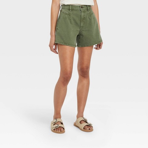 Women's High-rise A-line Midi Jean Shorts - Universal Thread™ Olive ...