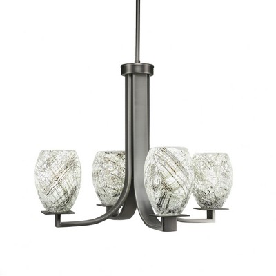 Toltec Lighting Apollo 4 - Light Chandelier in  Graphite with 5" Natural Fusion Shade
