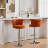 Set of 2 Velvet Swivel Bar Stools,Adjustable Counter Stools with Tufted Back,Chrome Base and Nailhead Trim for Kitchen Island-Maison Boucle - 3 of 4