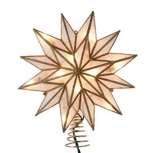 Kurt Adler 9.06" UL 10-Light 12-Point Gold Capiz Star Treetop - 1 of 4