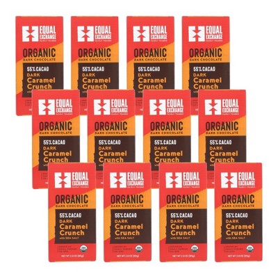 Equal Exchange Organic Dark Chocolate 55% Cacao Dark Caramel Crunch and Sea Salt Bar - Case of 12/2.8 oz