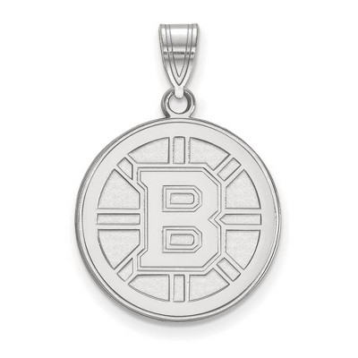 Black Bow Jewelry 14k White Gold Boston Bruins NHL Large Pendant