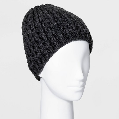 Women's Hand Knit Lined Beanie - Universal Thread™ Black