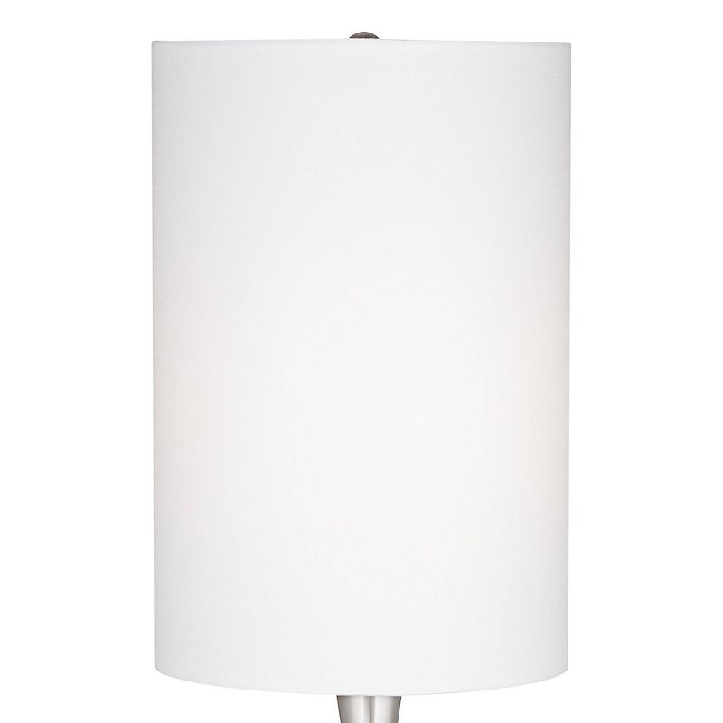 360 Lighting Modern Table Lamps 24.5" High Set of 2 Brushed Steel Droplet White Cylinder Shade for Living Room Family Bedroom Bedside Office, 2 of 7