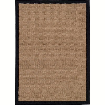 Black and Beige Synthetic Easy Care Rectangular Area Rug