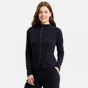 Women's Mock Neck Pullover Sweatshirt - A New Day™ Black L : Target
